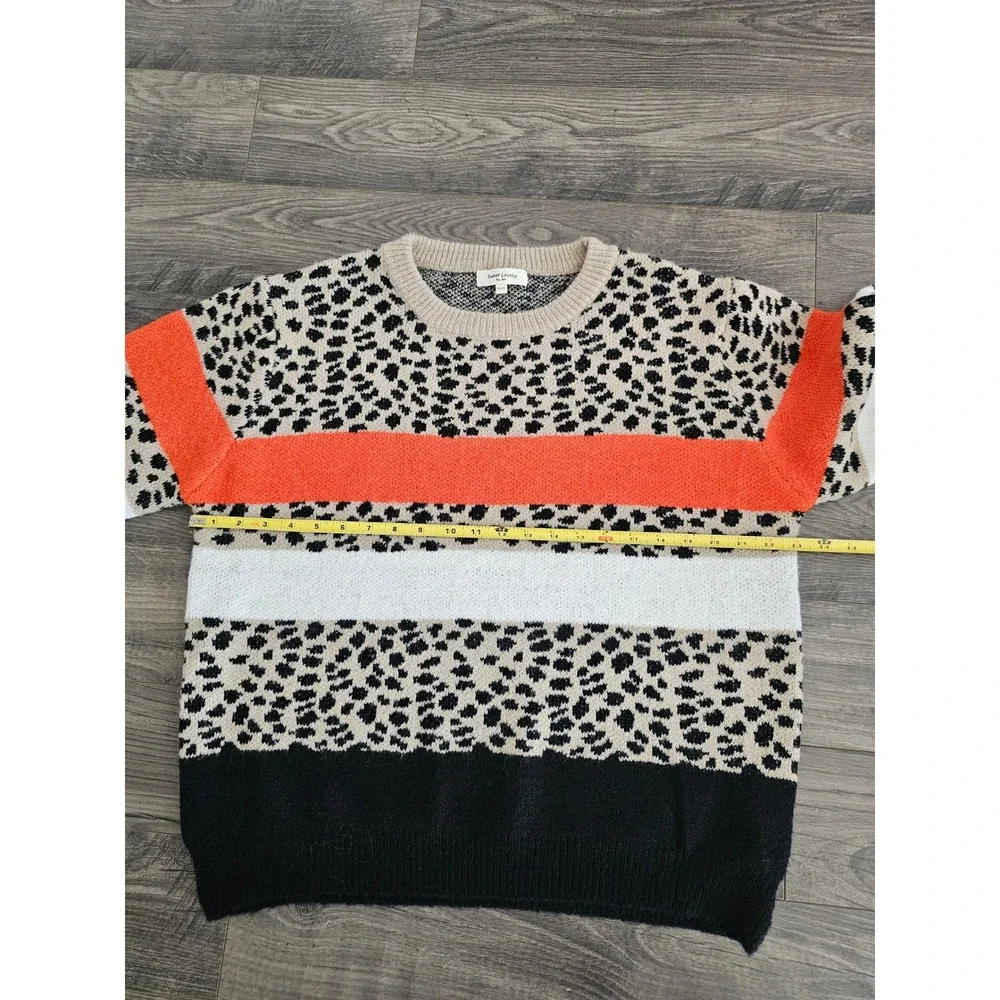 Women's 1X2X Leopard Color Block Crew Neck‎ Pullover Sweater Fall Cozycore Comfy